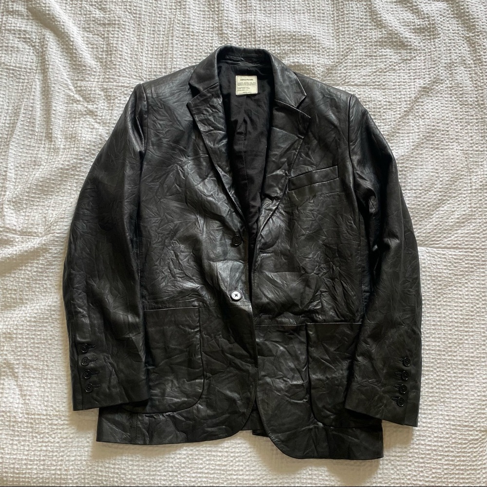 Zadig & Voltaire Volta Crinkled Leather Blazer